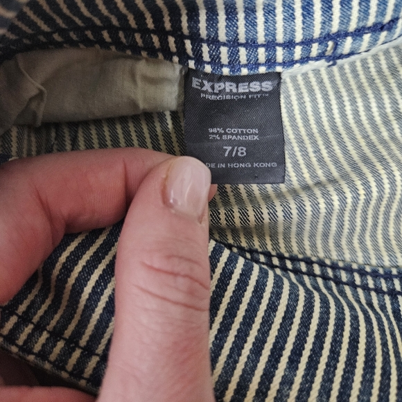 Express Women's Striped Jeans Blue/White Cotton Blend Size 7/8 - Picture 5 of 5